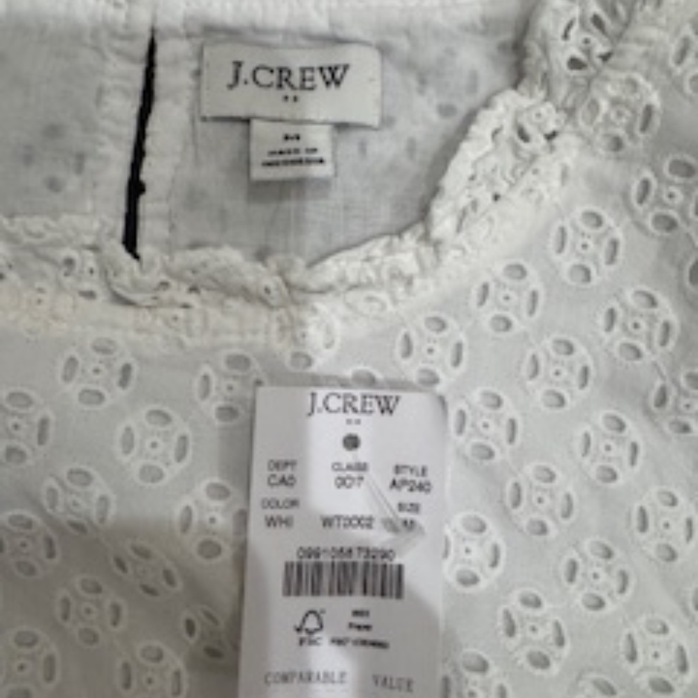 NEW W/ TAGS!  Ruffle-collar eyelet short-sleeve top, J Crew Factory, $69.50, Med - Picture 2 of 5